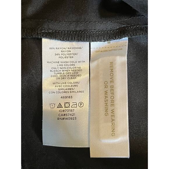 Ann Taylor LOFT Black Minimalist Button Front Tie Waist Dress OP Petite NWT work - Picture 12 of 12